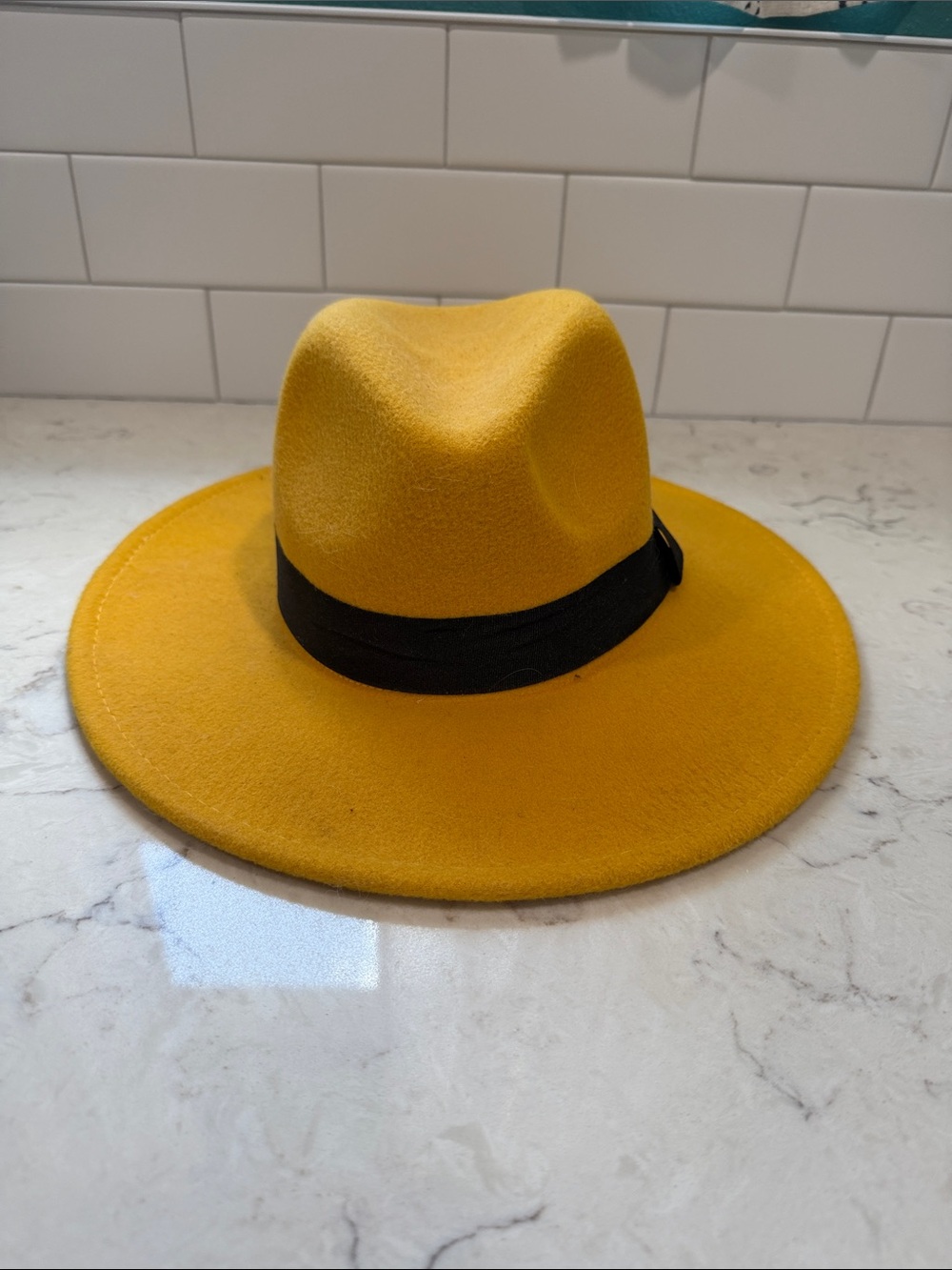 Unbranded Yellow Wool Fedora with Black Band